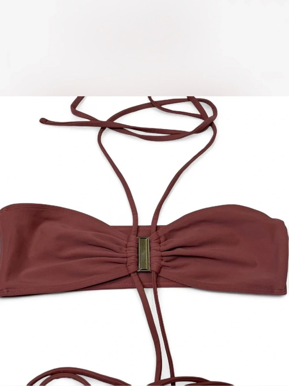 Jonny Cota Bandeau Bikini Top Women’s Medium Rust Wrap Tie Split Buckle Swim Top